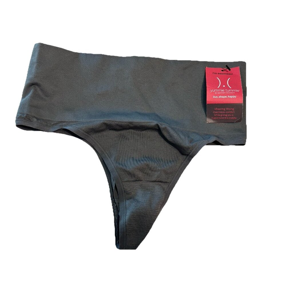 NWT Yummie Tummie Seamless Shaping Smoothing Panty Underwear THONG L/XL Gray